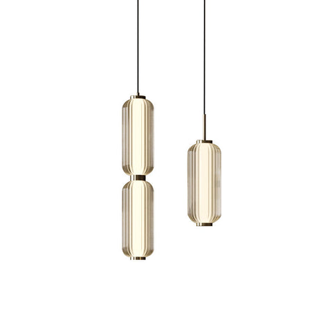 Pendant Light with Ribbed Glass and Slim Linear LED Design
