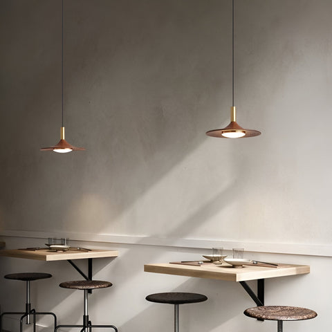Pendant Light with Walnut-Finish Iron Shade