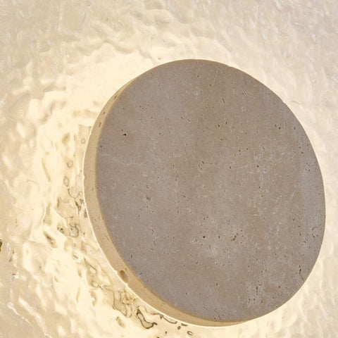 Modern Round Acrylic and Travertine LED Wall Lamp with Warm or Three-Color Lighting