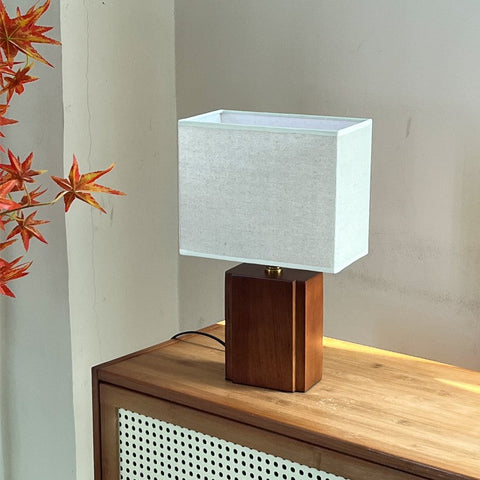 Table Lamp with Bamboo Frame and Square Linen Shade