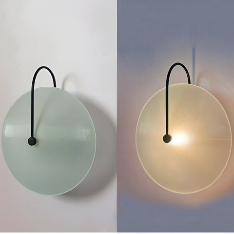 Wall Light with Ribbed Glass Disc and Loop Detail