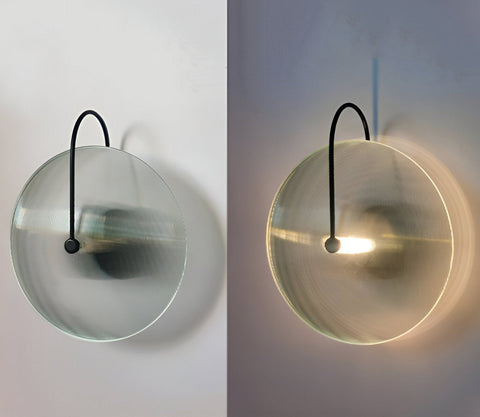 Wall Light with Ribbed Glass Disc and Loop Detail