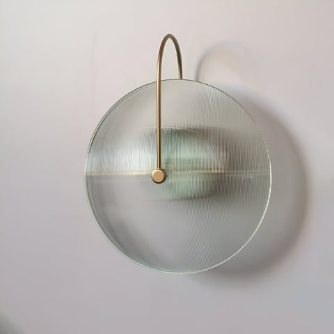 Wall Light with Ribbed Glass Disc and Loop Detail