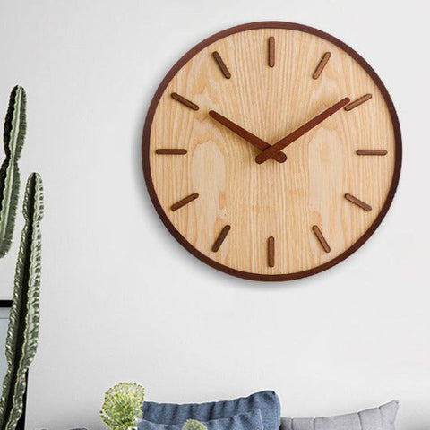 Silent Walnut Wood Wall Clock for Bedrooms, Offices, and Living Rooms