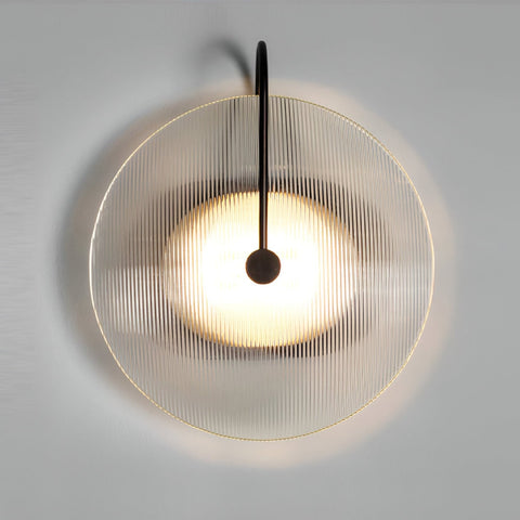 Wall Light with Ribbed Glass Disc and Loop Detail