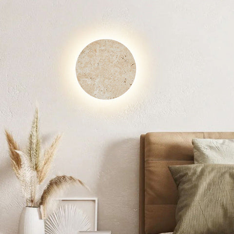 Wall Light with Round Travertine Shade