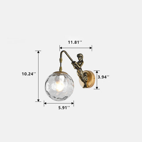 Mermaid Glass Globe Wall Sconce with Sculpted Resin Detail
