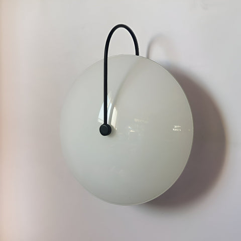 Wall Light with Ribbed Glass Disc and Loop Detail