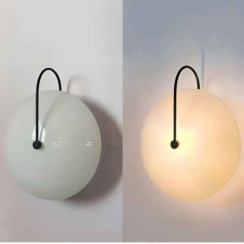 Wall Light with Ribbed Glass Disc and Loop Detail