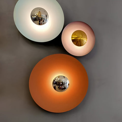Round Iron LED Wall Lamp with Modern Minimalist Design and Multiple Size Options