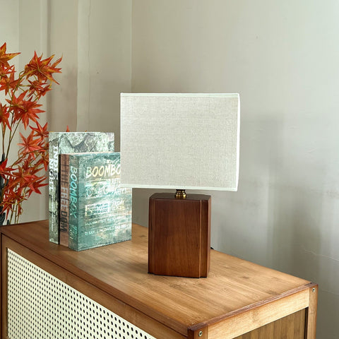 Table Lamp with Bamboo Frame and Square Linen Shade