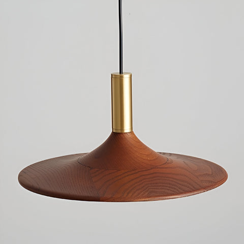 Pendant Light with Walnut-Finish Iron Shade