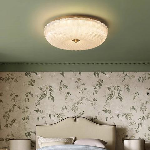 Ribbed Glass Flush Mount Ceiling Light for Bedrooms and Living Rooms