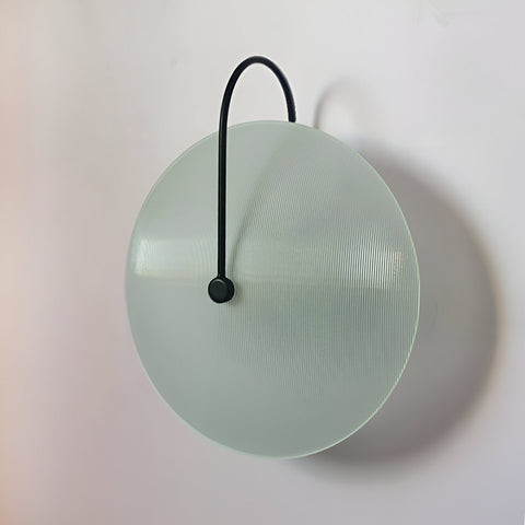 Wall Light with Ribbed Glass Disc and Loop Detail