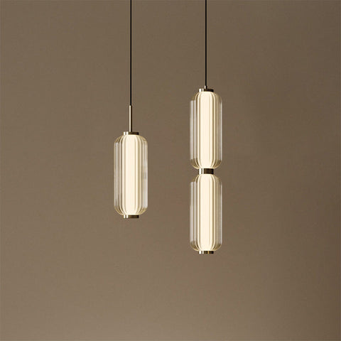 Pendant Light with Ribbed Glass and Slim Linear LED Design