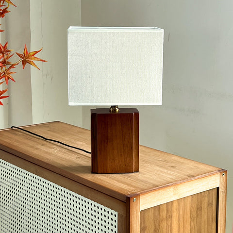 Table Lamp with Bamboo Frame and Square Linen Shade
