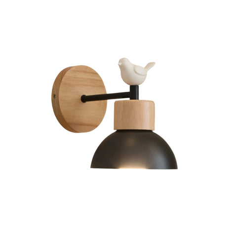Wall Light with Wood and Iron Shade