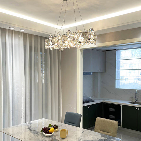 Glass Bubble Chandelier with Stainless Steel Frame