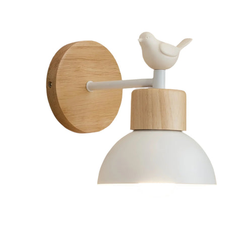 Wall Light with Wood and Iron Shade