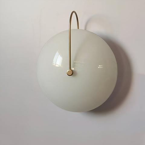Wall Light with Ribbed Glass Disc and Loop Detail