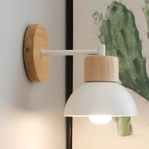 Wall Light with Wood and Iron Shade