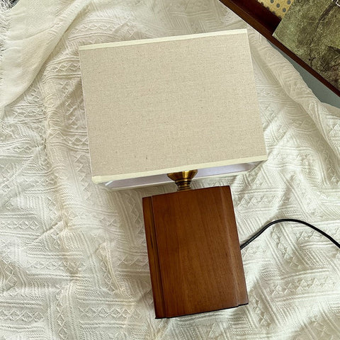 Table Lamp with Bamboo Frame and Square Linen Shade