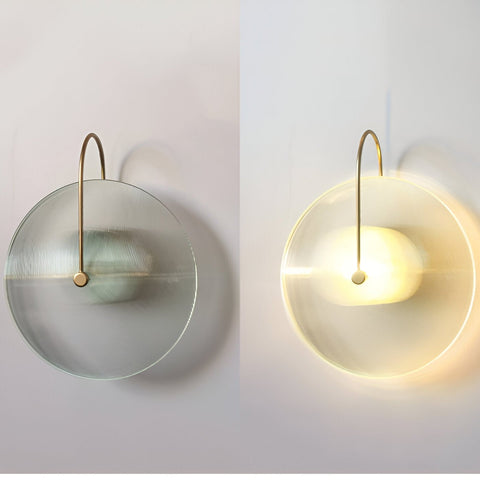 Wall Light with Ribbed Glass Disc and Loop Detail