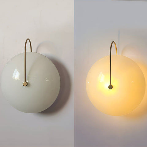 Wall Light with Ribbed Glass Disc and Loop Detail