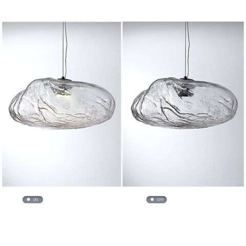 Cloud-Shape Glass Pendant Light with Rippled Shade