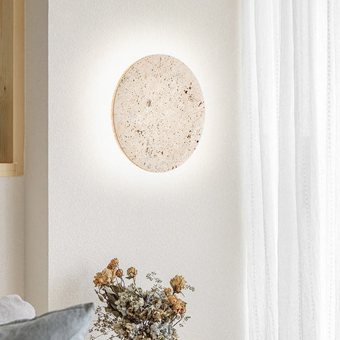 Wall Light with Round Travertine Shade