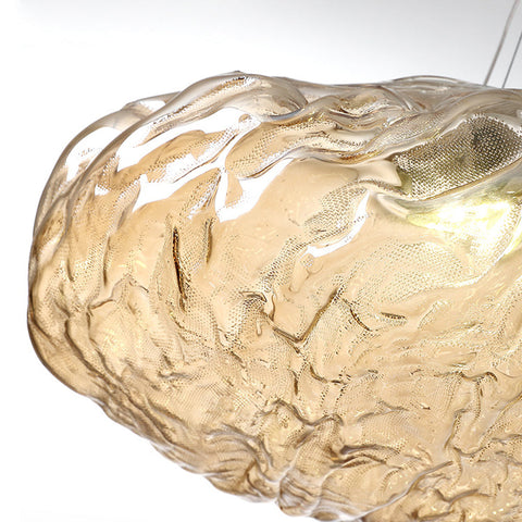 Cloud-Shape Glass Pendant Light with Rippled Shade