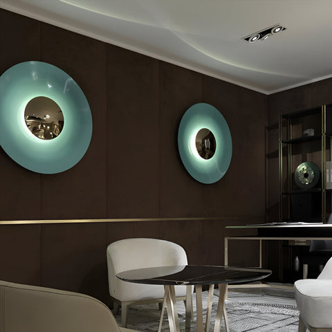 Round Iron LED Wall Lamp with Modern Minimalist Design and Multiple Size Options