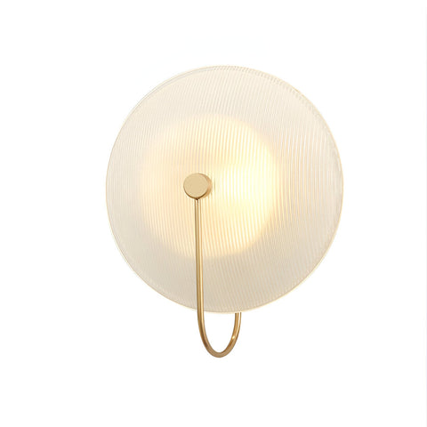 Wall Light with Ribbed Glass Disc and Loop Detail