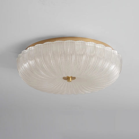 Ribbed Glass Flush Mount Ceiling Light for Bedrooms and Living Rooms