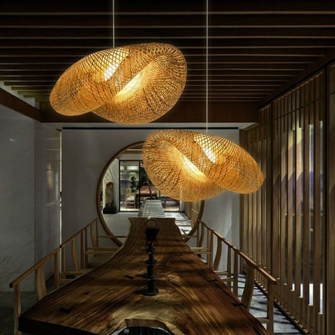 Handwoven Bamboo Pendant Light for Bohemian Dining and Living Rooms