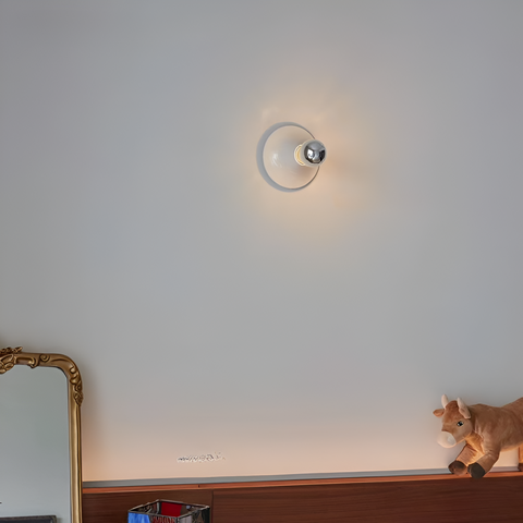 Wall Light with Bauhaus Curve and Exposed Bulb Design