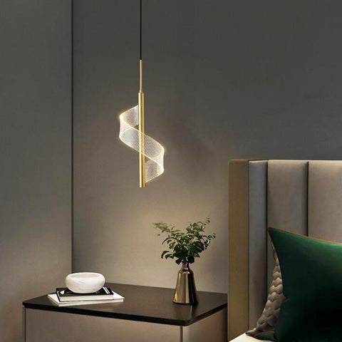 Twisted LED Pendant Light with Adjustable Suspension
