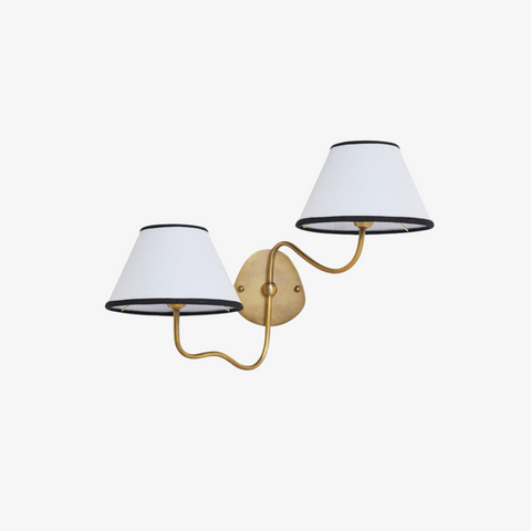 Curved Arm Wall Sconce with Tailored Fabric Shade