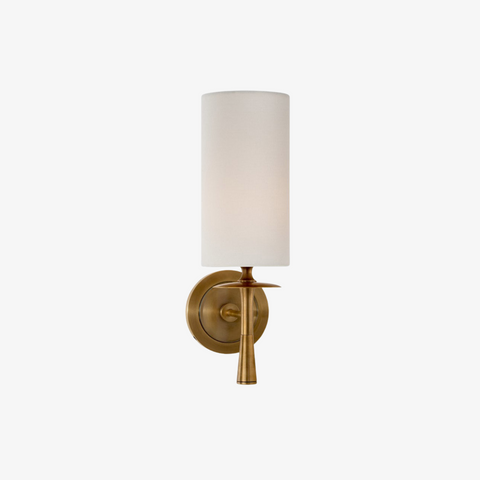 Brass Torch Wall Sconce with Fabric Shade and E26 Socket
