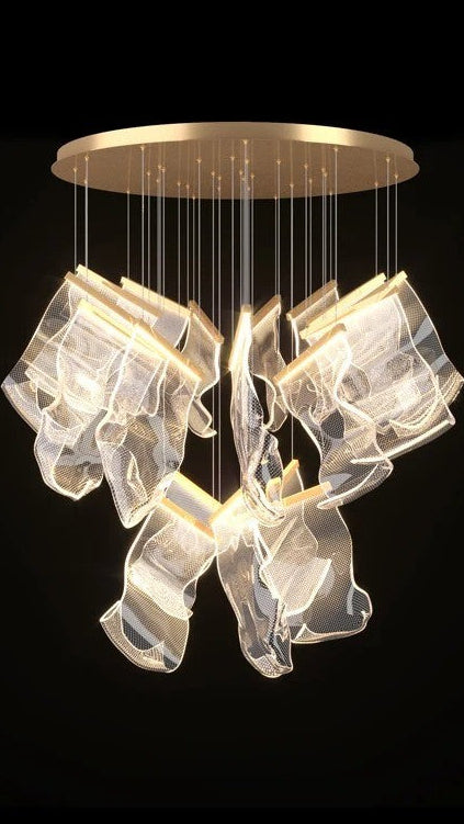 Sculptural LED Chandelier with Acrylic Panels for Living and Dining Rooms