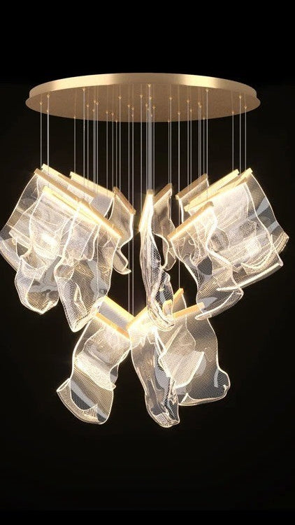 Sculptural LED Chandelier with Acrylic Panels for Living and Dining Rooms