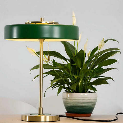Table Lamp with Metal Drum Shade and Pull-Chain Switch
