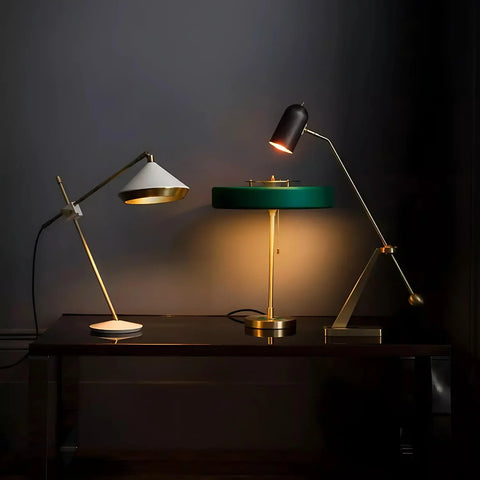 Table Lamp with Metal Drum Shade and Pull-Chain Switch