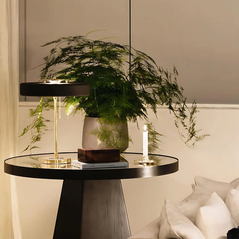 Table Lamp with Metal Drum Shade and Pull-Chain Switch
