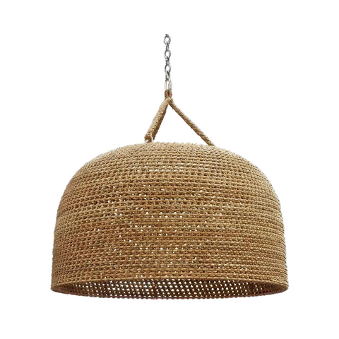 Pendant Light with Handwoven Rattan and Japandi Dome Shade