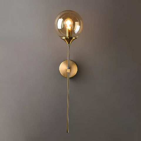 Brushed Metal and Glass Globe Wall Sconce for Modern Living Rooms