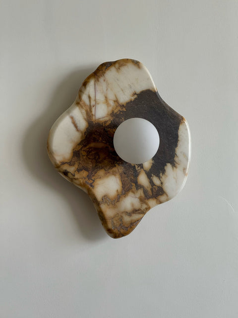 Organic Marble Wall Sconce with Glass Globe Shade for Modern Indoor Lighting