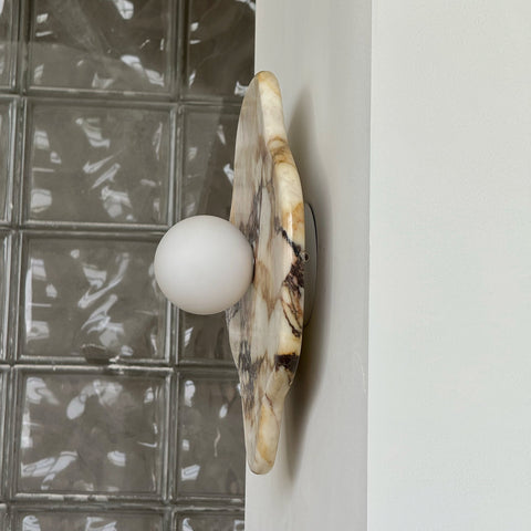 Organic Marble Wall Sconce with Glass Globe Shade for Modern Indoor Lighting
