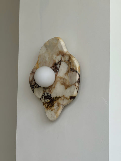 Organic Marble Wall Sconce with Glass Globe Shade for Modern Indoor Lighting