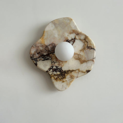 Organic Marble Wall Sconce with Glass Globe Shade for Modern Indoor Lighting